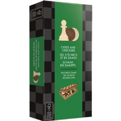 FOLDING WOODEN CHESS & CHECKERS GAME