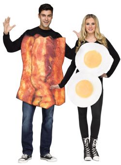 FOOD -  BACON & EGG COUPLE COSTUMES -  (ADULT - ONE SIZE)