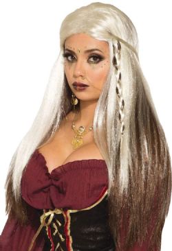 FORTUNE TELLER WIG - WHITE/BROWN (ADULT)