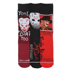 FRIDAY THE 13TH -  3 PAIR SOCKS  WITH RETRO TV BOX PACKAGING