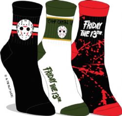 FRIDAY THE 13TH -  3 PAIRS OF QUARTER SOCKS -  HORROR CINEMA