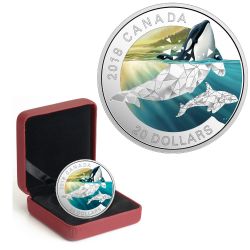 GEOMETRIC FAUNA -  ORCAS -  2018 CANADIAN COINS 03