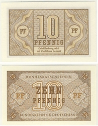 GERMAN FEDERAL REPUBLIC -  10 PFENNIG - NO DATE(UNC)