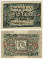 GERMANY -  10 MARK 1920 (UNC)