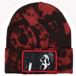 GHOSTFACE -  RED AND BLACK PATTERN BEANI WITH PATCH