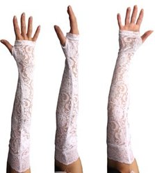 GLOVES -  LACY GOTHIC GLOVES - WHITE (LARGE)