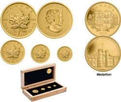 GOLD FRACTIONAL SETS -  5TH ANNIVERSARY OF THE MILLION DOLLAR MAPLE LEAF -  2011 CANADIAN COINS 01