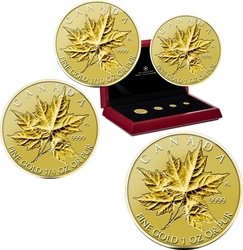 GOLD FRACTIONAL SETS -  MAPLE LEAVES - 4-COIN SET -  2014 CANADIAN COINS 04