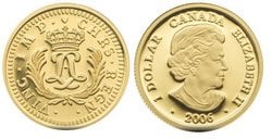 GOLD LOUIS -  1723 GOLD LOUIS MIRLITON REPRODUCTION -  2006 CANADIAN COINS 01