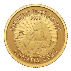 GOLD PREMIUM BULLION -  FIRST STRIKES: THE MAJESTIC POLAR BEAR AND CUBS - 1/10 OUNCE PURE GOLD -  2023 CANADIAN COINS 02