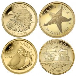 GOLD SETS -  PURE GOLD - 4-COIN SET -  2013 CANADIAN COINS