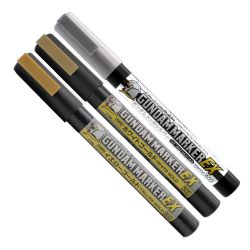 GUNDAM -  METALLIC MODEL MARKERS (EX PLATED SILVER AND 2 EX GOLD COLORS) -  GUNDAM MARKER