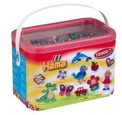 HAMA BEADS -  BEADS IN BUCKET (10000 PIECES) - 10 COLOURS 20200