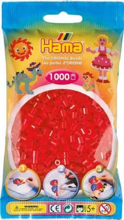 HAMA BEADS -  BEADS - TRANSLUCENT RED (1000 PIECES)