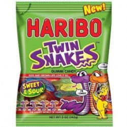 HARIBO -  TWIN SNAKES GUMMY CANDY - SWEET & SOUR (5OZ)