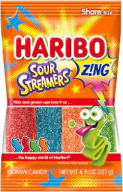 HARIBO Z!NG -  SOUR STREAMERS GUMMIES CANDY (5OZ)