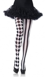 HARLEQUIN PANTYHOSE - WHITE/BLACK (ADULT - ONE SIZE)