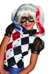 HARLEY QUINN -  HARLEY QUINN WIG - WHITE WITH PINK AND BLUE HIGHLIGHTS (CHILD)