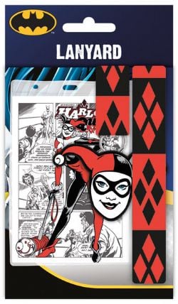 HARLEY QUINN -  LANYARD WITH CHARM - BLACK/RED