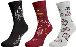 HARRY POTTER -  3 PAIRS OF SOCKS (RED, GREY, BLACK)