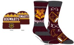 HARRY POTTER -  HOGWARTS - BEANIE & 2 PACK CREW SOCK COMBO SET