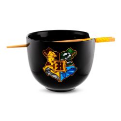 HARRY POTTER -  RAMEN BOWL & CHOPSTICKS - HOGWARTS - BLACK