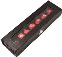 HEAVY DICE -  7 DICE SET - METAL - RED/WHITE -  DUNGEON & DRAGON