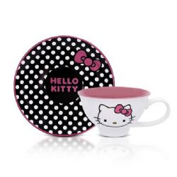 HELLO KITTY -  CERAMIC TEA CUP (8OZ) AND SAUCER