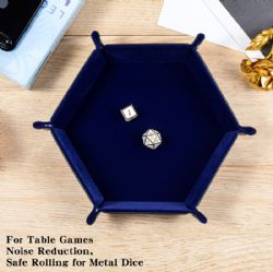 HEXAGON FOLDING DICE TRAY, BLUE -  PORTABLE DICE TRAY