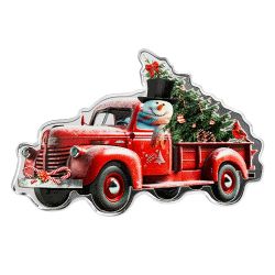 HOLIDAY SNOWMAN AND A LITTLE RED TRUCK -  2024 SOLOMON ISLANDS COINS