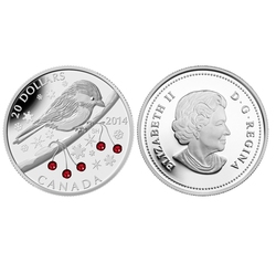 HOLIDAYS WITH SWAROVSKI ELEMENTS -  CHICKADEE WITH WINTER BERRIES -  2014 CANADIAN COINS 04