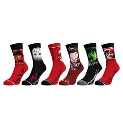 HORROR -  6 PACK CREW SOCKS -  HORROR CINEMA