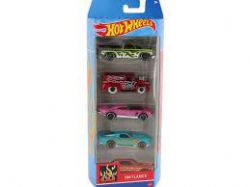 HOT WHEELS -  PACK OF 5 CARS 1/64 - FLAMES