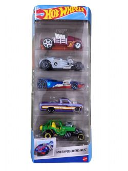 HOT WHEELS -  PACK OF 5 CARS 1/64 - HW EXPOSED ENGINES