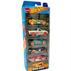 HOT WHEELS -  PACK OF 5 CARS 1/64 - TRACK BUILDER