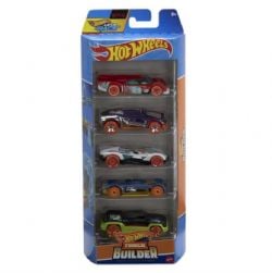 HOT WHEELS -  PACK OF 5 CARS 1/64 - TRACK BUILDER