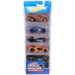 HOT WHEELS -  PACK OF 5 CARS 1/64 - TRACK BUILDER