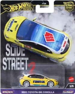 HOT WHEELS PREMIUM -  2023 TOYOTA GR COROLLA - YELLOW -  SLIDE STRRET 2 3/5