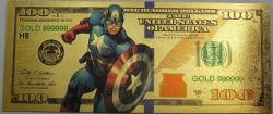 HUMORISTIC BILLS -  CAPTAIN AMERICA - 2009 UNITED STATES 100 DOLLARS NOTE (PURE GOLD PLATED)