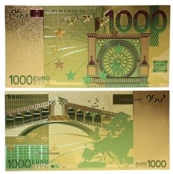 HUMORISTIC BILLS -  COPY OF THE EUROPEAN UNION 1000 EURO NOTE (PURE GOLD PLATED)