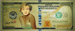HUMORISTIC BILLS -  MARILYN MONROE - UNITED STATES 1,000,000 DOLLARS NOTE (PURE GOLD PLATED)