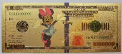 HUMORISTIC BILLS -  MICKEY MOUSE & FRIENDS: MINNIE MOUSE - 2017 UNITED STATES 1 MILLION DOLLARS BILL (PURE GOLD PLATED)