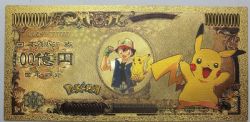 HUMORISTIC BILLS -  POKEMON GO: PIKACHU (EEVEE) - JAPAN 10 BILLION YEN NOTE (PURE GOLD PLATED)