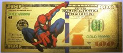 HUMORISTIC BILLS -  SPIDER-MAN - 2009 UNITED STATES 100 DOLLARS BILL (PURE GOLD PLATED)
