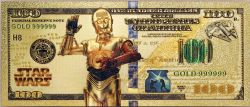 HUMORISTIC BILLS -  STAR WARS: C-3PO (ROGUE ONE) - 2009 UNITED STATES 100 DOLLARS NOTE (PURE GOLD PLATED)