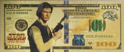 HUMORISTIC BILLS -  STAR WARS: HAN SOLO (ROGUE ONE) - 2009 UNITED STATES 100 DOLLARS NOTE (PURE GOLD PLATED)