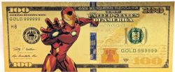 HUMORISTIC BILLS -  THE AVENGERS: IRON MAN - 2009 UNITED STATES 100 DOLLARS NOTE (PURE GOLD PLATED)