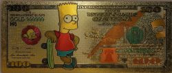HUMORISTIC BILLS -  THE SIMPSONS: BART- 2009 UNITED STATES 100 DOLLARS NOTE (PURE GOLD PLATED)