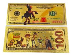 HUMORISTIC BILLS -  TOY STORY: BULLSEYE - 2009 UNITED STATES 100 DOLLARS NOTE (PURE GOLD PLATED)
