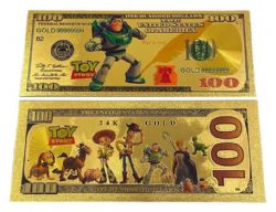 HUMORISTIC BILLS -  TOY STORY: BUZZ LIGHTYEAR - 2009 UNITED STATES 100 DOLLARS BILL (PURE GOLD PLATED)
